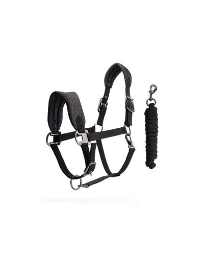 Mesh halter + cord (black) Full